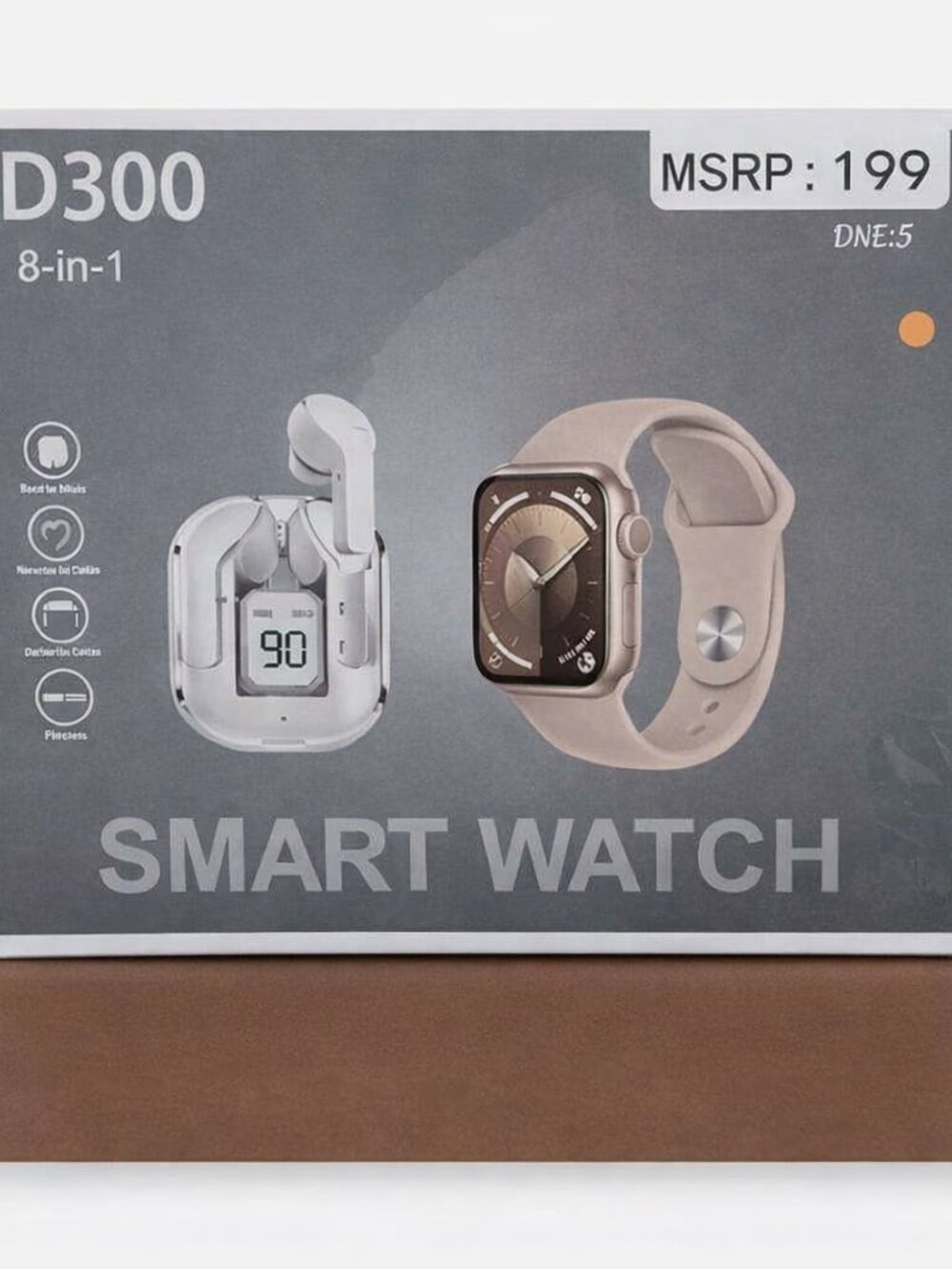 D300 8 in 1 Smart Watch with Wireless Ear Buds